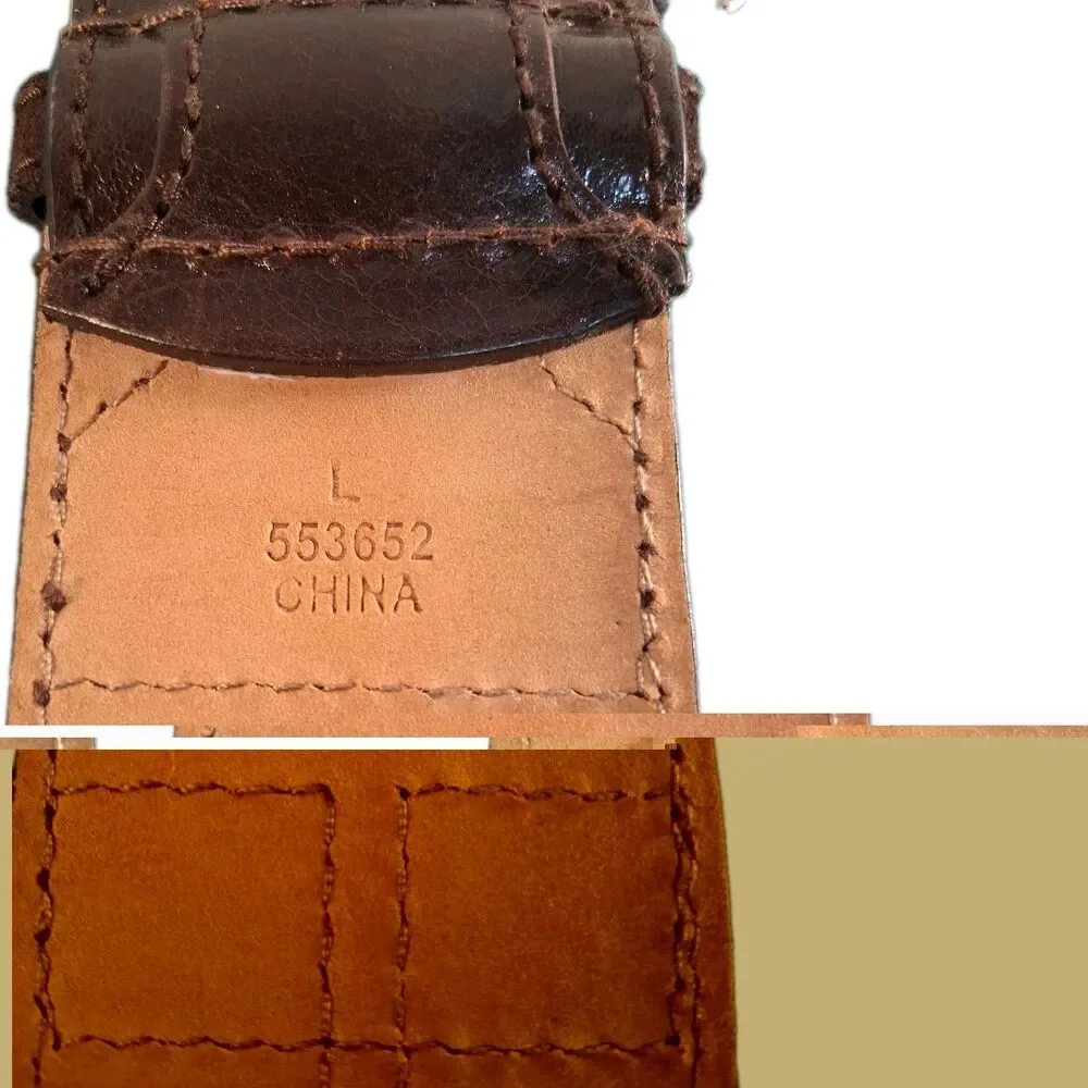 Michael Kors Faux Crocodile & Snake Leather Embossed Patchwork Belt Size L